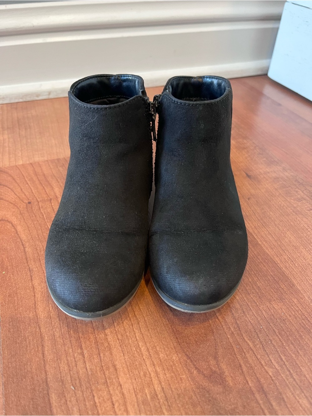 Girls Black Ankle Booties with Side Zipper